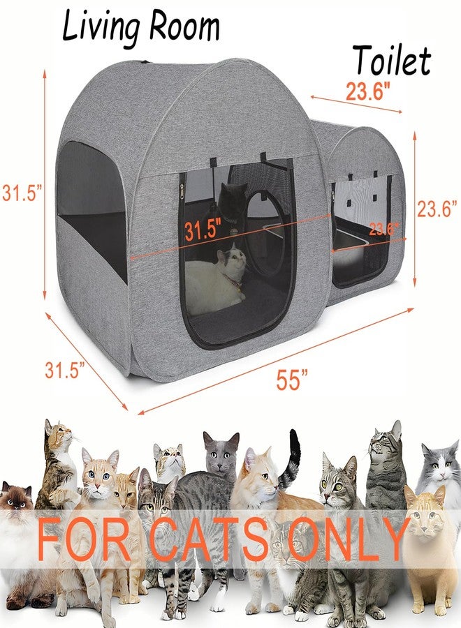 LUCKITTY قفص لعب محمول للقطط من لاكيتي، غرفة ولادة، حظيرة، نقاهة ما بعد الجراحة، تصميم منزل يوفر ثباتًا أفضل، خيمة قابلة للطي للحيوانات الأليفة للاستخدام الداخلي والخارجي، بيوت وشقق للقطط باللون الرمادي الداكن - Image 2