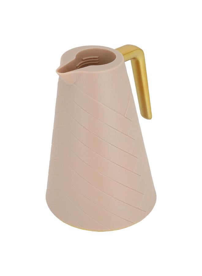 Glory Glass Thermos 1 Liter Plastic Body Light Brown  - Image 3