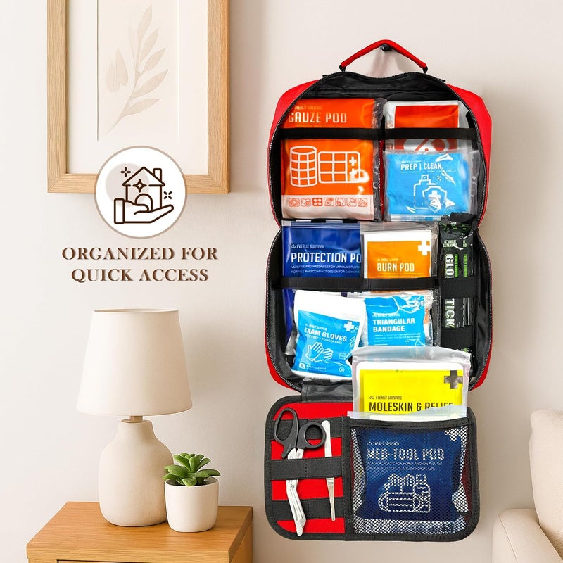 EVERLIT CARE 380 Pcs First Aid Kit AllPurpose Medical Essential Kit for Cuts Scrapes Burns Emergency Preparedness  for Home Office Car Travel Camping Outdoor Black - Image 2