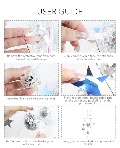 AceList Hanging Disco Ball Decor Suncatcher Silver Mirror Ball Window Prism for Aesthetic Room Decor 70s Retro Groovy Boho Party Supplies Sparkling Spiral Mobile Ornament with MultiSize Balls - Image 3