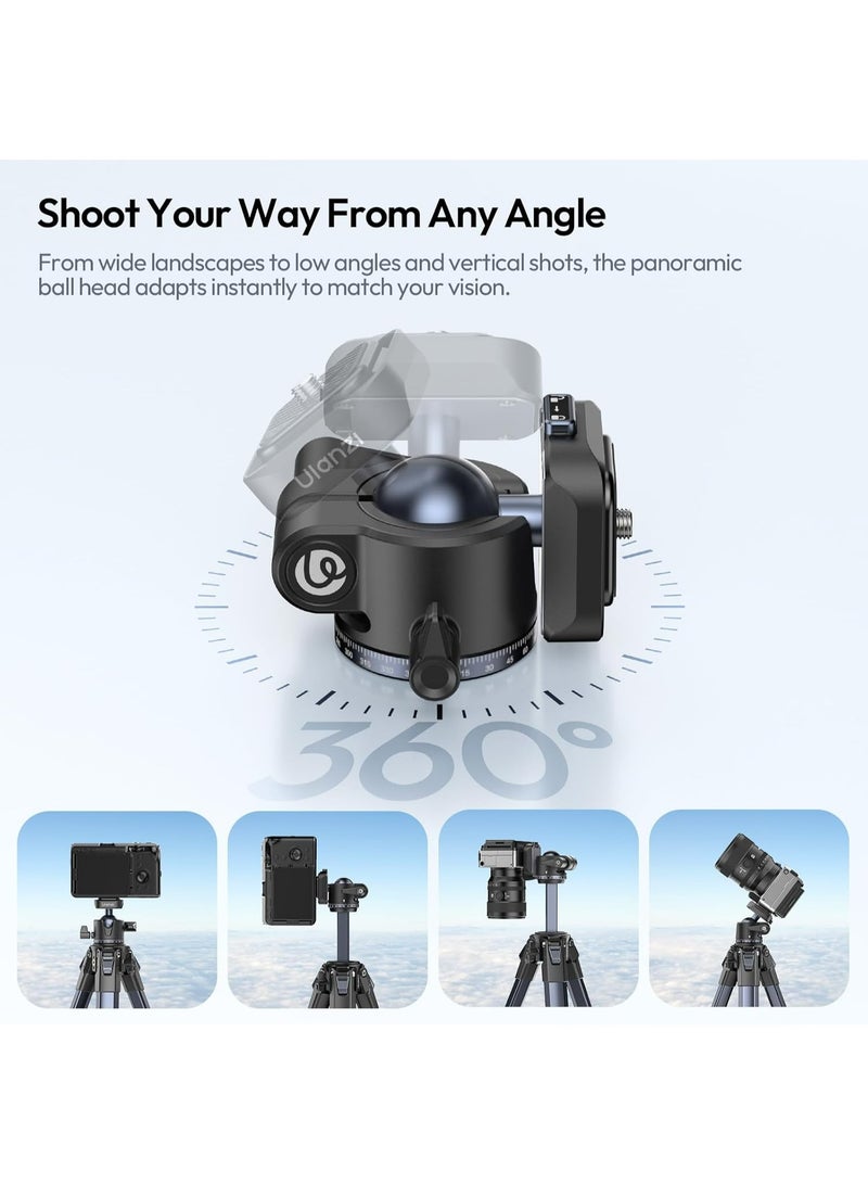 ULANZI Ombra ⅡCamera Tripod 61.5 Inch, 360° Ball Head Travel Tripod Stand with Uka Quick Release Plate for DSLR Sony Canon Fujifilm Camera Smartphone Vlogging Photography with Phone Mount Carry Bag - Image 4