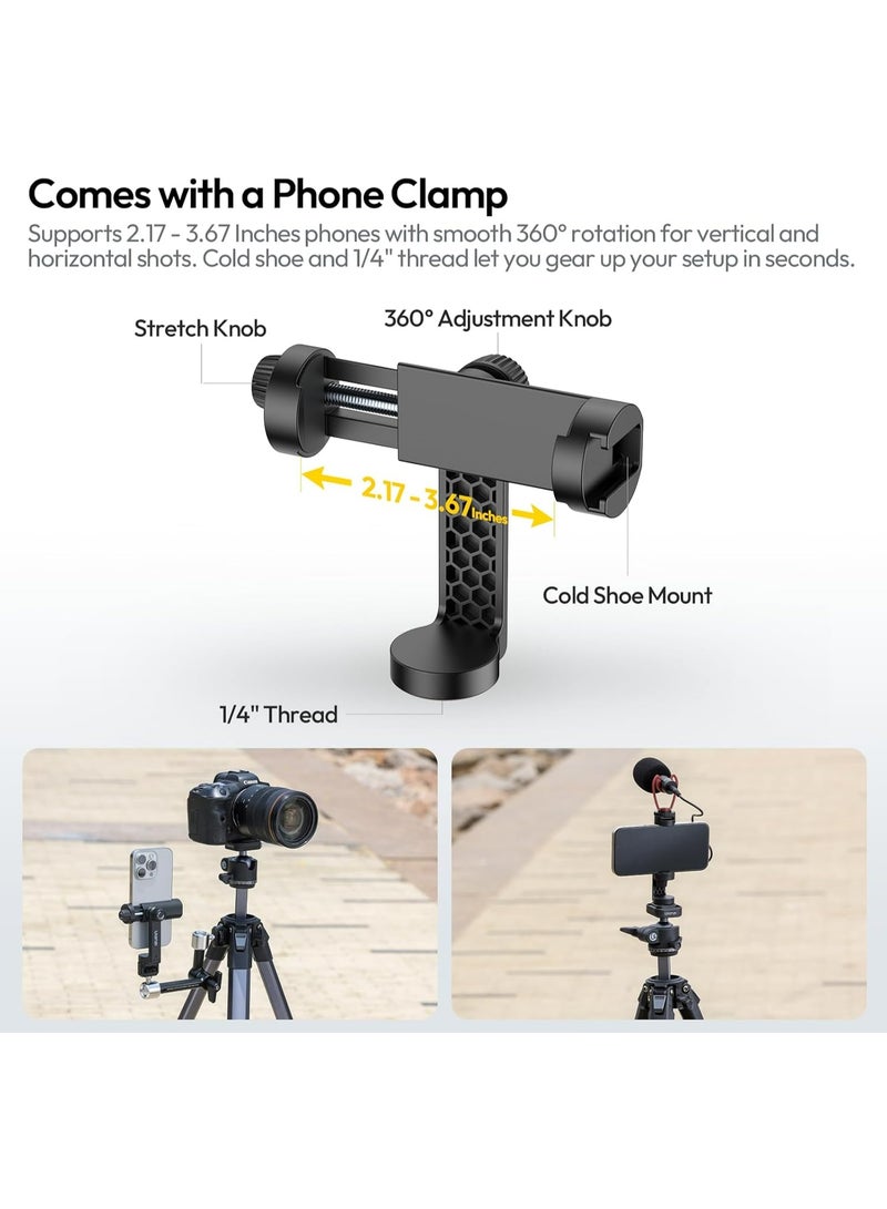 ULANZI Ombra ⅡCamera Tripod 61.5 Inch, 360° Ball Head Travel Tripod Stand with Uka Quick Release Plate for DSLR Sony Canon Fujifilm Camera Smartphone Vlogging Photography with Phone Mount Carry Bag - Image 5