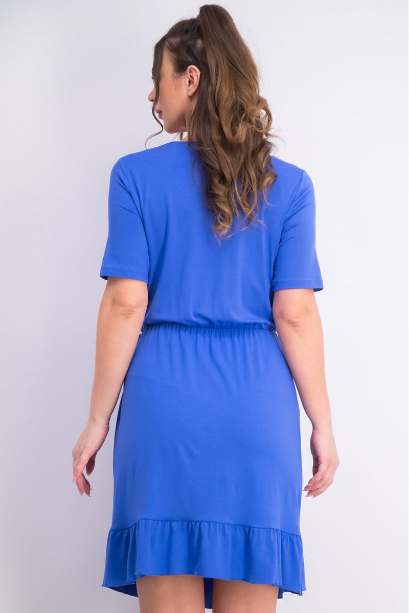 Tchibo Women Ruffle Jersey Dress, Blue - Image 3