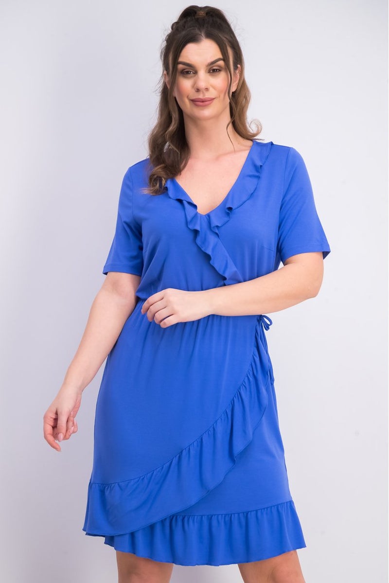 Tchibo Women Ruffle Jersey Dress, Blue - Image 1