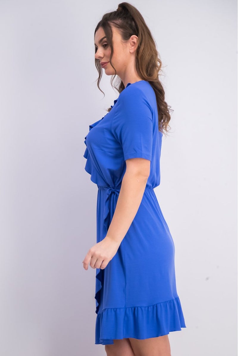 Tchibo Women Ruffle Jersey Dress, Blue - Image 4