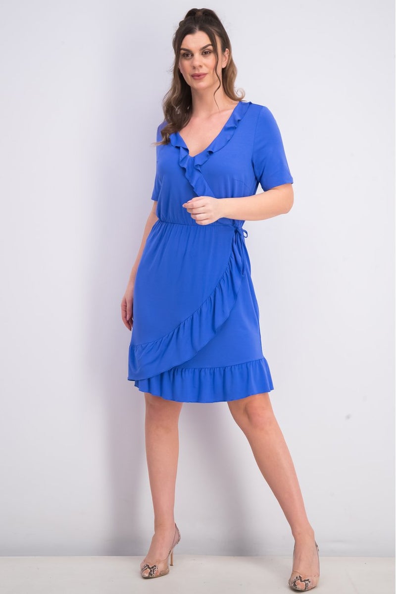 Tchibo Women Ruffle Jersey Dress, Blue - Image 2