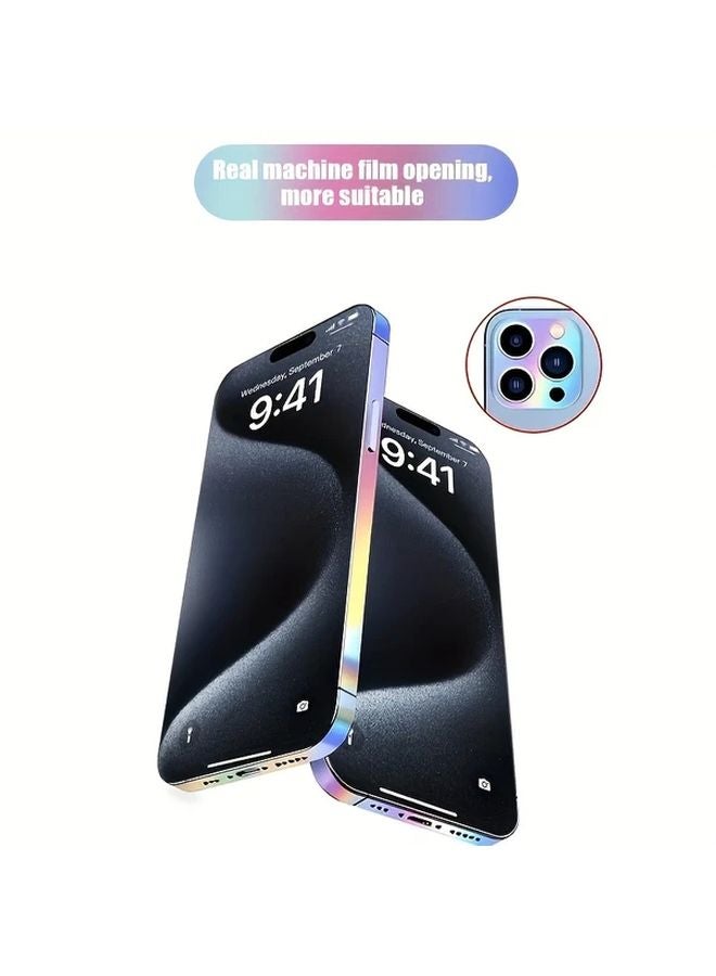 3Pcs Glow Phone Frame Protector Sticker Lens Decoration For iPhone 15 Pro Max - Image 4