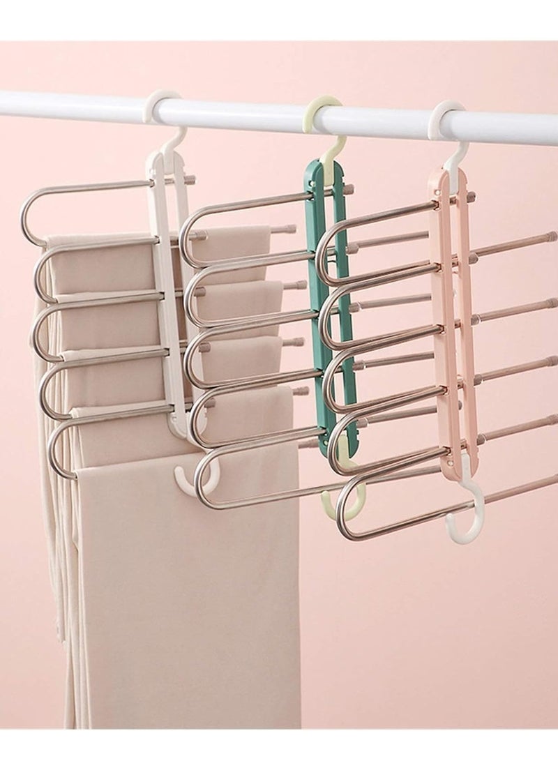 Reko Pants Hangers 5 Layers Space Saving Trouser Pants Rack Clothes Drying Rack Folding Pants Hanger Storage Rack  - Image 2