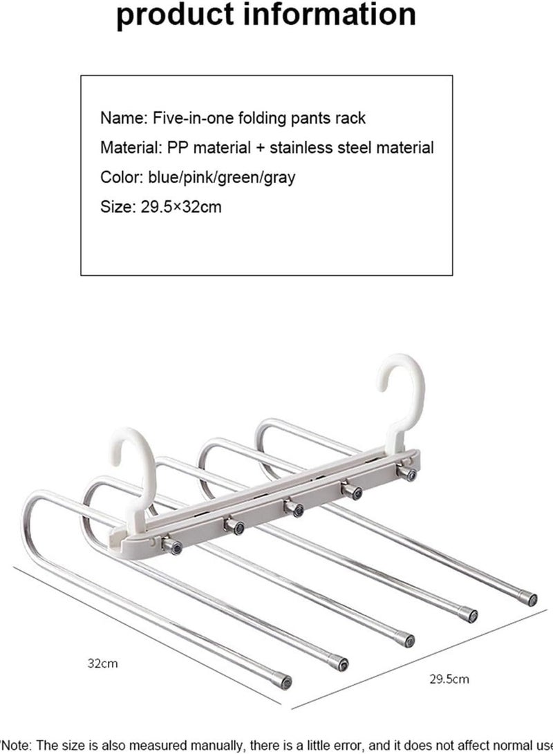 Reko Pants Hangers 5 Layers Space Saving Trouser Pants Rack Clothes Drying Rack Folding Pants Hanger Storage Rack  - Image 5