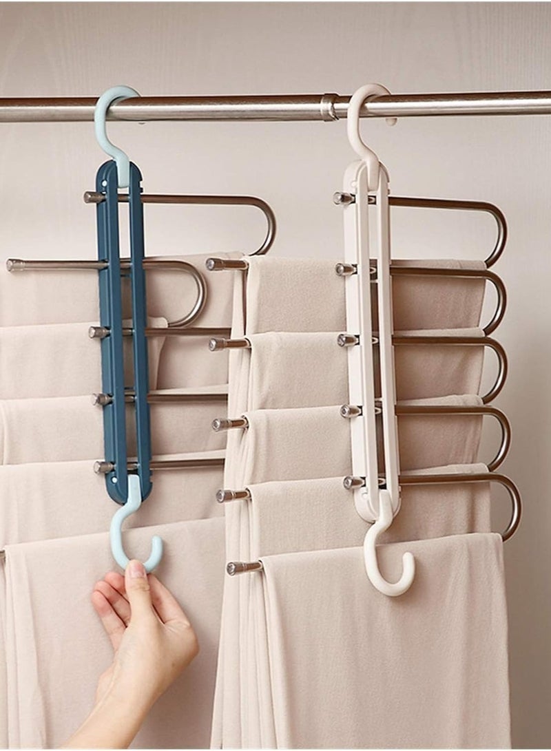 Reko Pants Hangers 5 Layers Space Saving Trouser Pants Rack Clothes Drying Rack Folding Pants Hanger Storage Rack  - Image 4