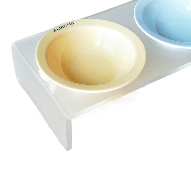 Blue Double Pet Bowl with Raised Stand Floor Mat Use Food and Water Daily Feeding Indoor Feeding Home Use Pet Feeding Accessory Easy Clean Bowl for Cats and Dogs - Image 5