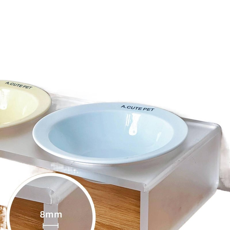 Blue Double Pet Bowl with Raised Stand Floor Mat Use Food and Water Daily Feeding Indoor Feeding Home Use Pet Feeding Accessory Easy Clean Bowl for Cats and Dogs - Image 3
