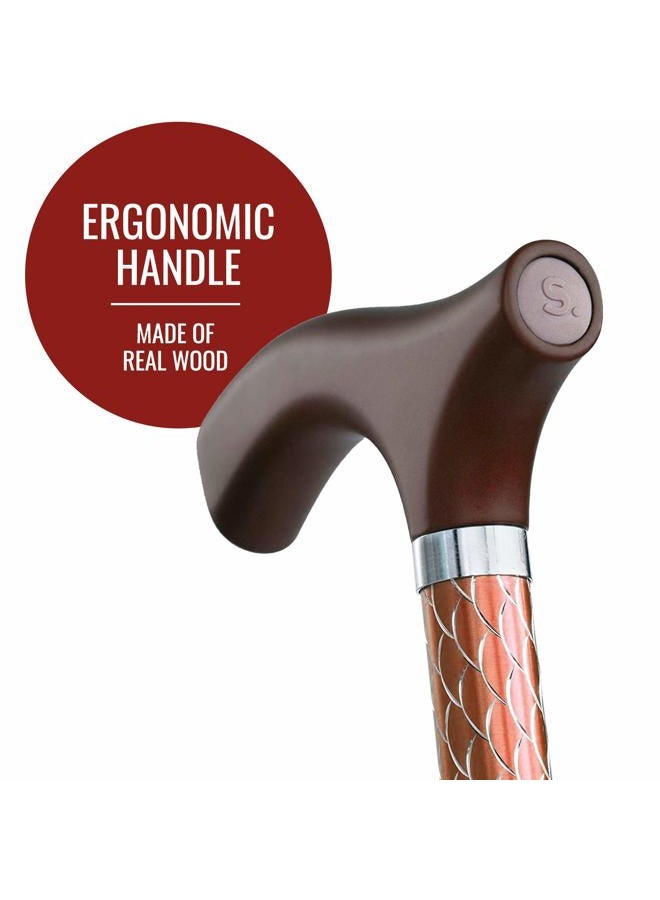 Switch Sticks Walking Cane for Men or Women, Foldable and Adjustable from 32-37 inches, Engraved Cognac - Image 3