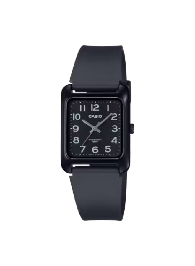 CASIO ساعة كاسيو MTP-B175-1BVDF الكلاسيكية للرجال - قرص أسود، حزام من الراتنج، مقاومة للماء حتى 50 م، علبة بحجم 34.5×26.4 مم (غير رسمي يومي)