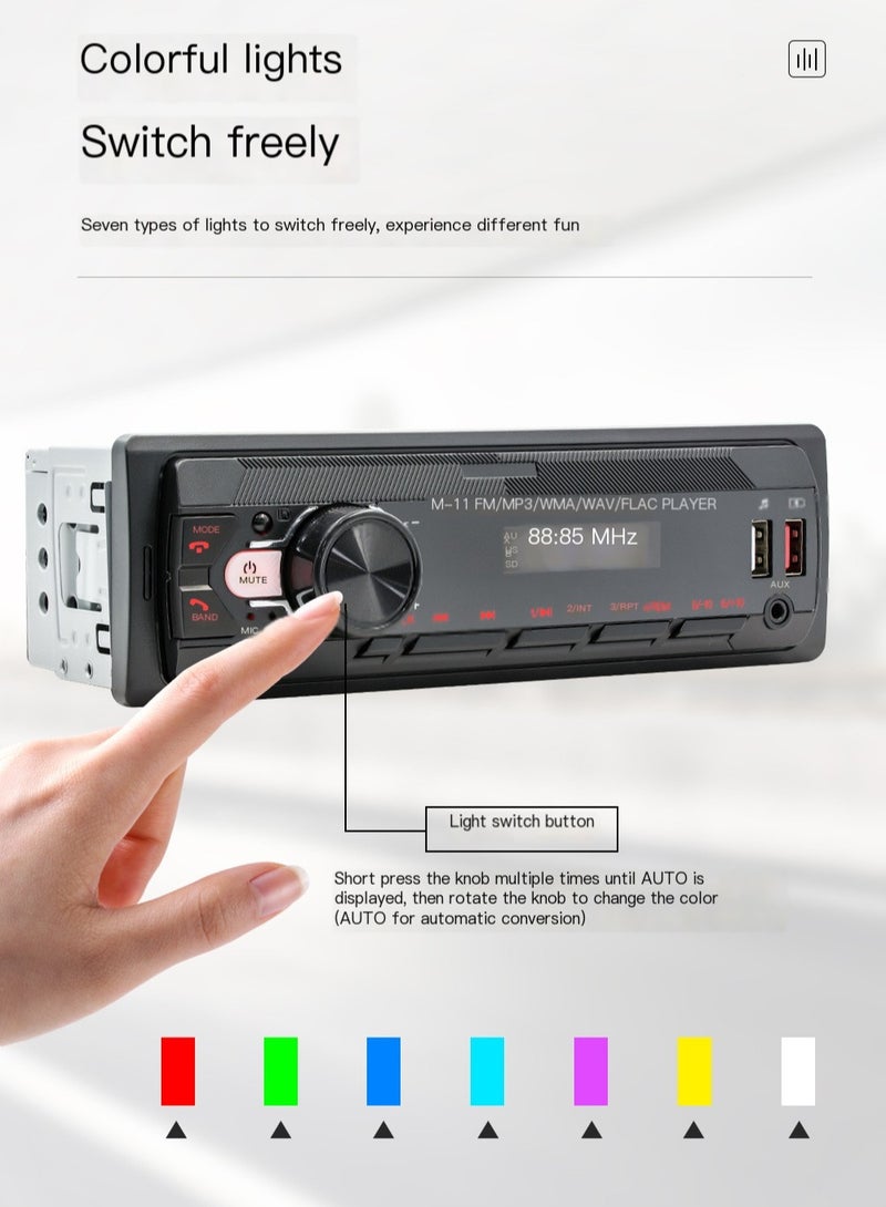 Generic 12V Car MP3 Player, Bluetooth Hands-free FM Car Radio, Colorful Lighting and Sound System  - Image 5
