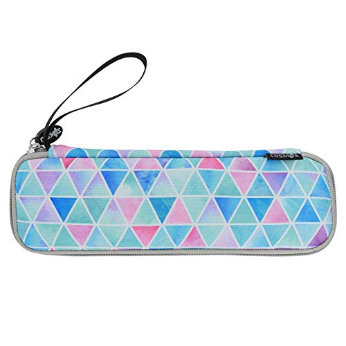CM Reusable Portable Travel Tableware Carrying Bag Storage Case Cutlery Flatware Organziers for Straw Spoon Fork Chopsticks Utensil Holder (Fade in Blue Triangle Pattern) - Image 1