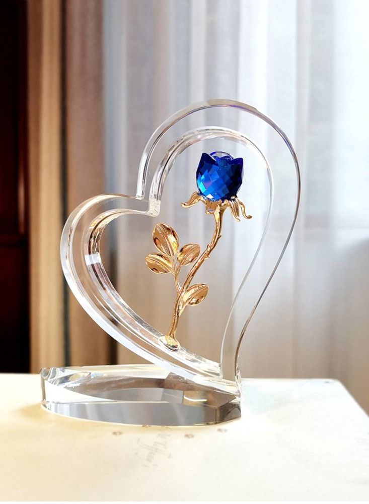 RARELY زينة رومانسية على شكل وردة حب كريستالية للبنات، هدايا عيد ميلاد، ديكورات سطح المكتب، هدايا للأم والأخوات والأخ والصديق - Image 1