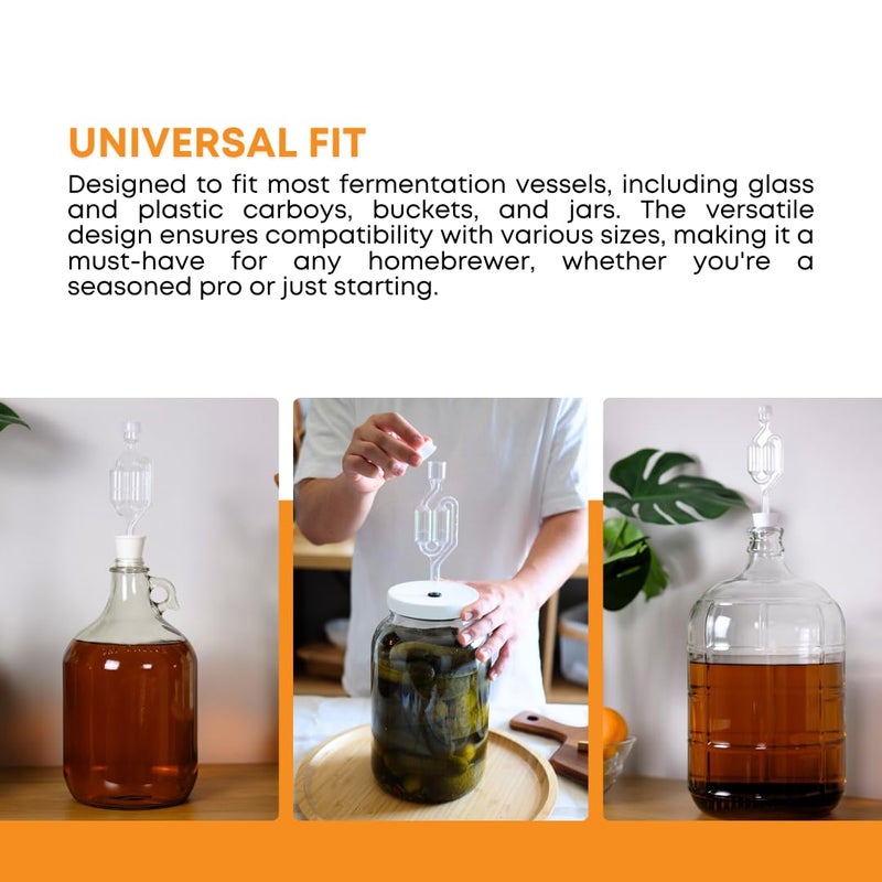 fastrack أقفال هواء فاستراك للتخمير | قفل هواء فقاعي لصنع النبيذ والبيرة | قفل هواء على شكل S خالي من BPA يستخدم في تخمير النبيذ والبيرة والمخللات والمزيد | مجموعة قفل هواء شفافة مكونة من 10 قطع - Image 2