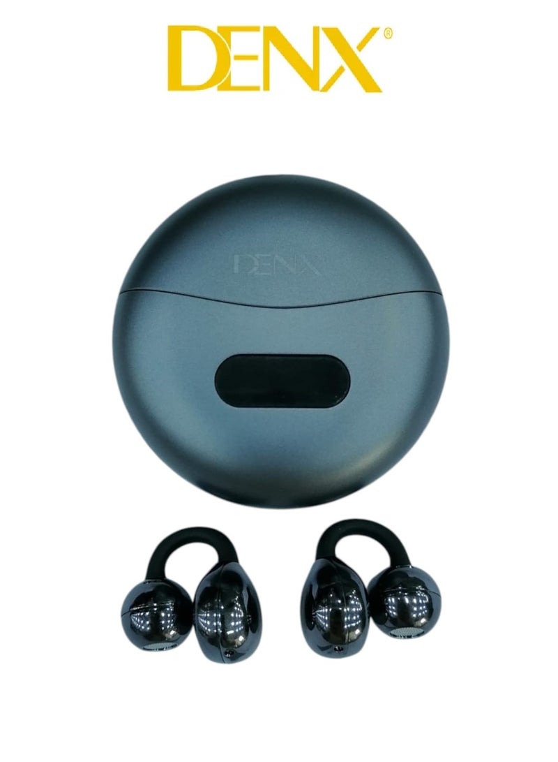 Denx Open Ear Ring True Open Ear Headphones, Lightweight Comfort Open Ear Clip Wireless Earbuds, Bluetooth 5.4 Headphones with Design Fit Sports Running, Exercise Black - Image 1