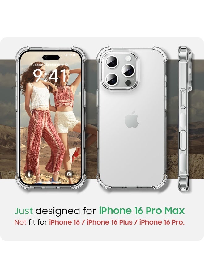 إيدويي غطاء خلفي شفاف لهاتف iPhone 16 Pro Max 6.9 بوصة بوسائد هوائية مقاومة للصدمات بأربع زوايا، غلاف رفيع مرن من مادة TPU السيليكونية المضادة للانزلاق للحماية اليومية والاستخدام الخارجي - Image 2