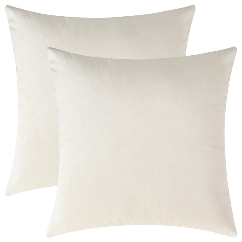 مكسهاج Mixhug Decorative Disporative Cover Covers Coushion Velvet Cushion يغطي حالات وسادة رمي صلبة للأريكة والوسائد الكريمة 20 × 20 بوصة مجموعة من 2