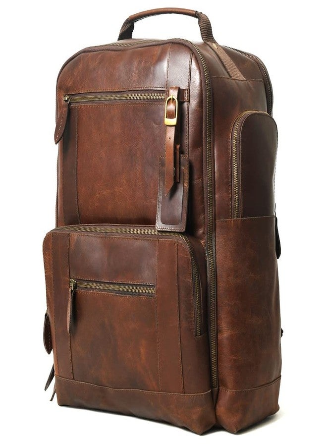 Gratlin Buffalo Leather Backpack for Men 16 Inch| Vintage Leather Backpack Multi Pockets Business Travel Daypack| Full Grain Brown Leather Shoulder Rucksack Knapsack - Image 2