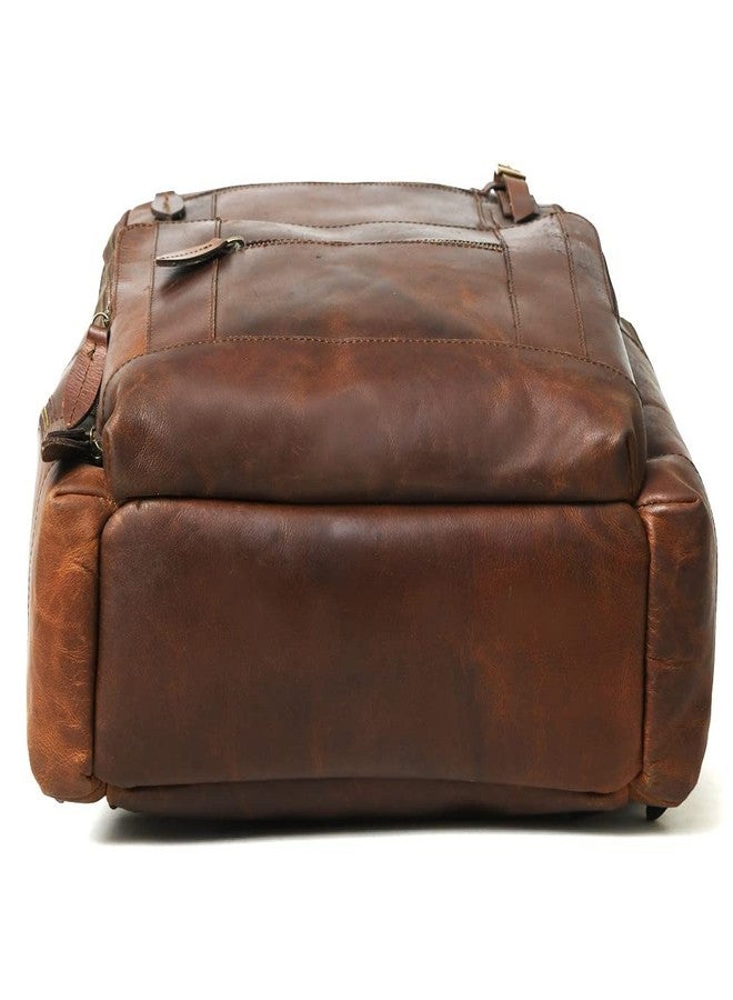 Gratlin Buffalo Leather Backpack for Men 16 Inch| Vintage Leather Backpack Multi Pockets Business Travel Daypack| Full Grain Brown Leather Shoulder Rucksack Knapsack - Image 4