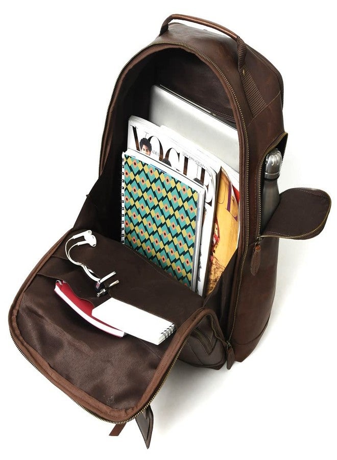 Gratlin Buffalo Leather Backpack for Men 16 Inch| Vintage Leather Backpack Multi Pockets Business Travel Daypack| Full Grain Brown Leather Shoulder Rucksack Knapsack - Image 5