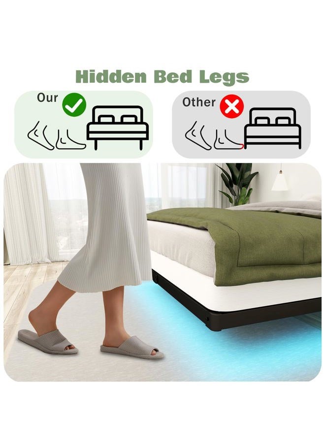 HusDream إطار سرير عائم بحجم كوين مع أضواء LED ذكية ومحطة شحن (10 بوصة، كامل) - Image 4