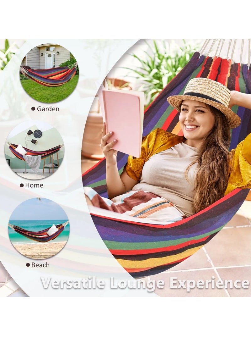 ارجوحة قماشية معلّقة للاستمتاع بالهواء الطلق أضف لمسة من الاسترخاء والأناقة إلى حديقتك أو شرفتك مصممة لتمنحك لحظات هدوء مثالية سواء كنت تقرأ كتابًا، أو تستمتع بالقهوة، أو تسترخي بعد يوم طويل. - Image 5