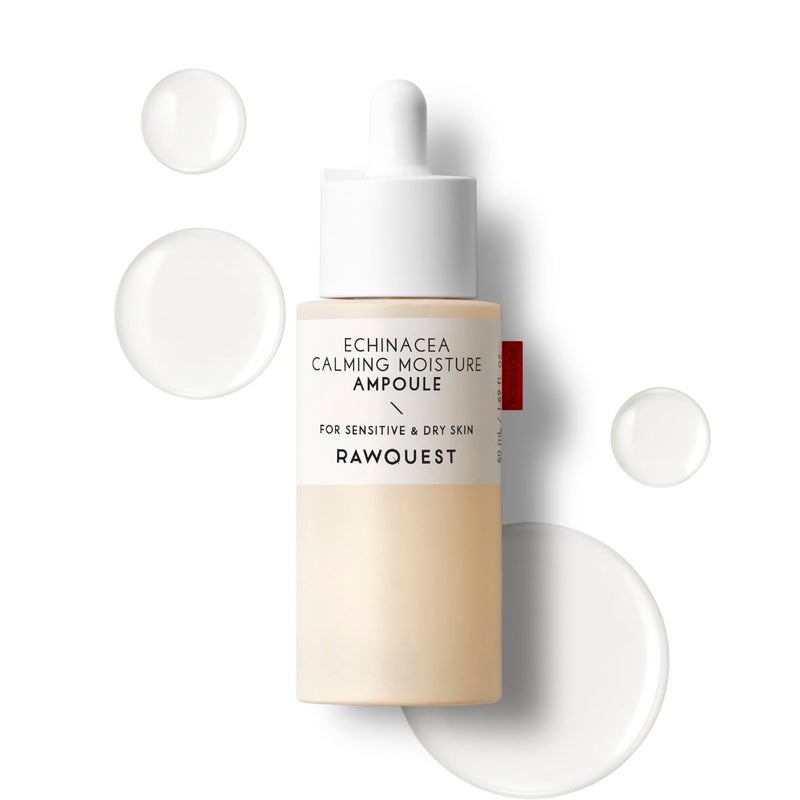 Rawquest Echinacea Ampoule Instant Soothing Deep Hydration Improve Skin Roughness Skin Barrier Repair Radiant Glow Brightening Hyaluronic Acid Niacinamide Dry Sensitive Skin 17 Fl oz50 ml