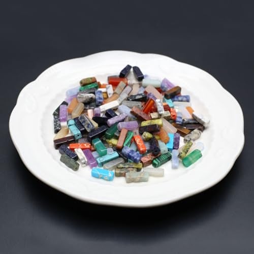 LE SKY 40 Pcs Healing Loose Beads Rectangle Shape Natural Necklace Stone Pendants Crystal Charms for Jewelry Making DIY Craft - Image 4