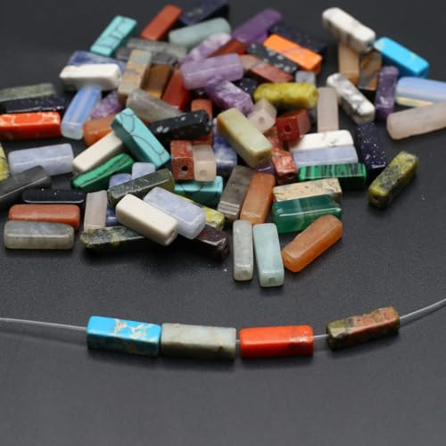 LE SKY 40 Pcs Healing Loose Beads Rectangle Shape Natural Necklace Stone Pendants Crystal Charms for Jewelry Making DIY Craft - Image 2