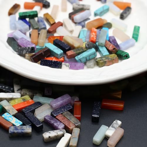 LE SKY 40 Pcs Healing Loose Beads Rectangle Shape Natural Necklace Stone Pendants Crystal Charms for Jewelry Making DIY Craft - Image 3
