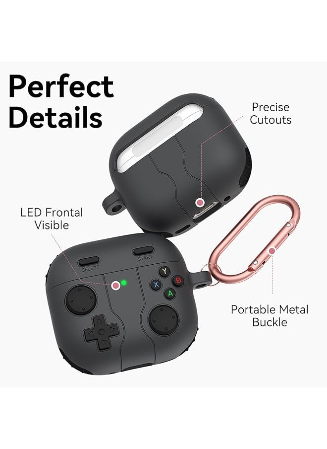 erorex - For Airpods 4 Case Cover Silicone Protective Cover For Airpods 4Th Generation Shockproof Support Wireless Charging Soft Case Classic Retro Handheld Game Console Design Case Dark Gray - Image 1