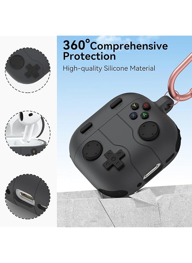 erorex - For Airpods 4 Case Cover Silicone Protective Cover For Airpods 4Th Generation Shockproof Support Wireless Charging Soft Case Classic Retro Handheld Game Console Design Case Dark Gray - Image 1