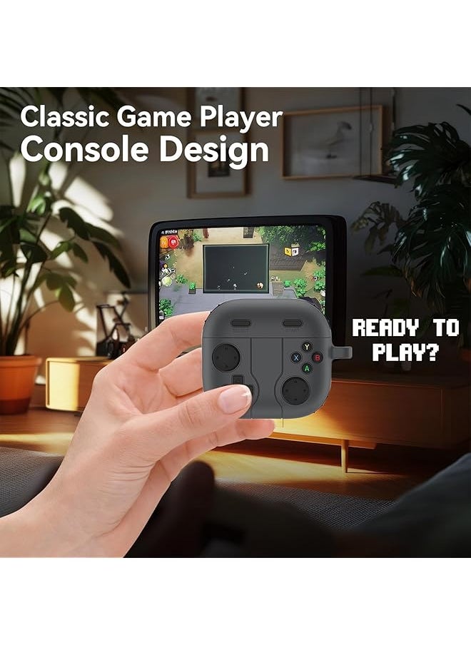 erorex - For Airpods 4 Case Cover Silicone Protective Cover For Airpods 4Th Generation Shockproof Support Wireless Charging Soft Case Classic Retro Handheld Game Console Design Case Dark Gray - Image 1