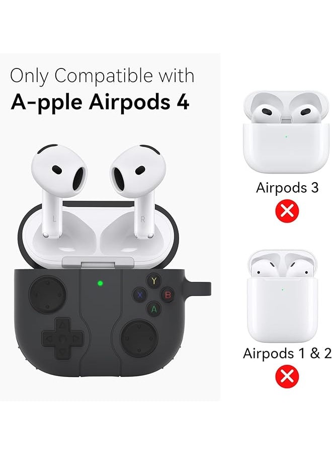 erorex - For Airpods 4 Case Cover Silicone Protective Cover For Airpods 4Th Generation Shockproof Support Wireless Charging Soft Case Classic Retro Handheld Game Console Design Case Dark Gray - Image 1