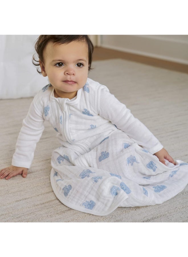 aden + anais Baby Sleeping Bag, 100% Organic Cotton Muslin, Animal Kingdom Hello Elephants  - Image 2