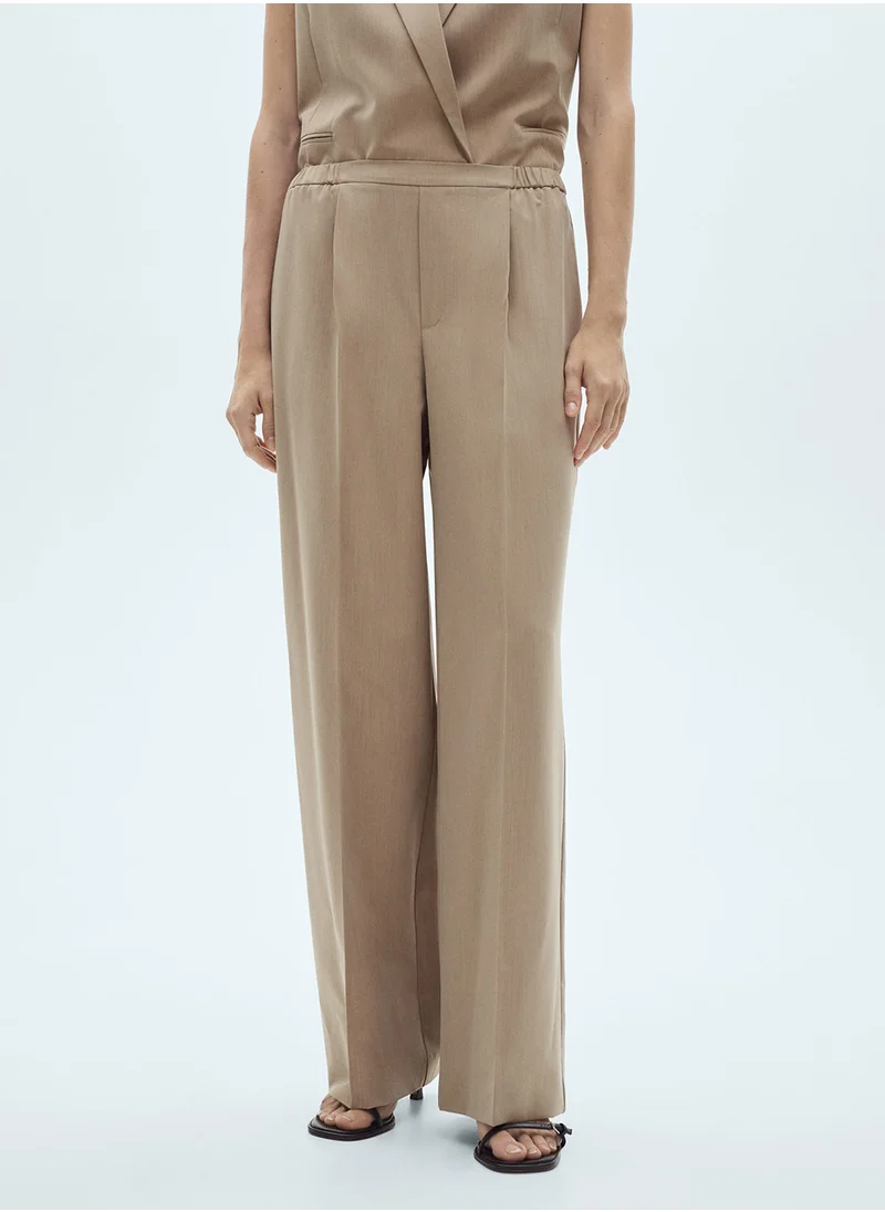 MANGO Elastic Waist Suit Trousers