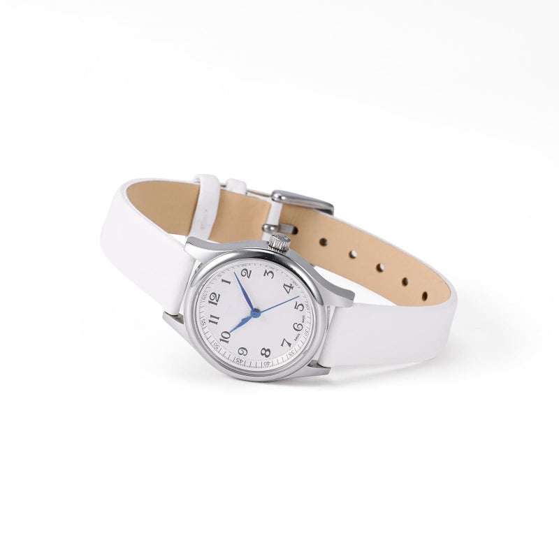 WOCCI 14mm Lug Width, Elegant Watch Band, Genuine Leather Replacement Strap with Rose Gold Buckle (White) - Image 2