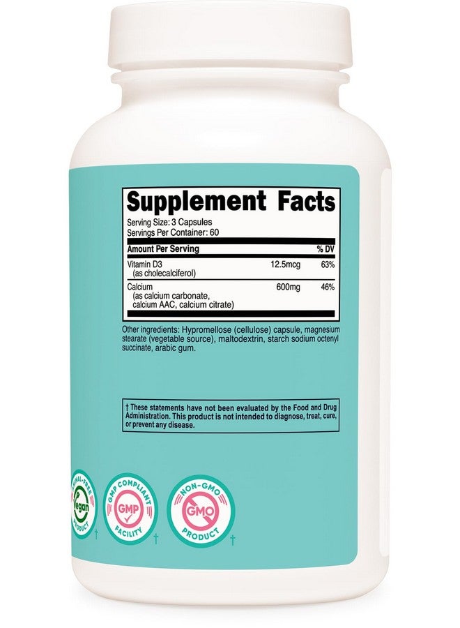 Nutricost Calcium (600mg) + Vitamin D3 (12.5mcg) for Women, 180 Capsules - Vegan, Non-GMO, Gluten Free - 60 Servings - Image 5