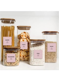 Kt Grup Kt Group 40-Piece Checkered Pulses Spice Jar Sticker Label Set Pink  - Image 1
