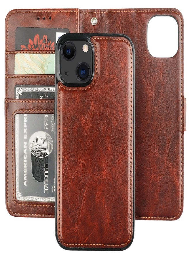 Bocasal Detachable Wallet Case for iPhone 13 Mini RFID Blocking Card Slots Holder Premium PU Leather Magnetic Kickstand Shockproof Wrist Strap Removable Flip Protective Cover 5G 5.4 inch (Brown) - Image 1