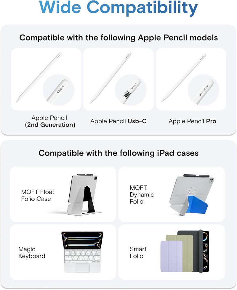 موفت حامل قلم MOFT لقلم Apple Pencil Pro، الجيل الثاني من Apple Pencil، Smart Folio و MOFT Dynamic Folio لجهاز iPad - Image 2