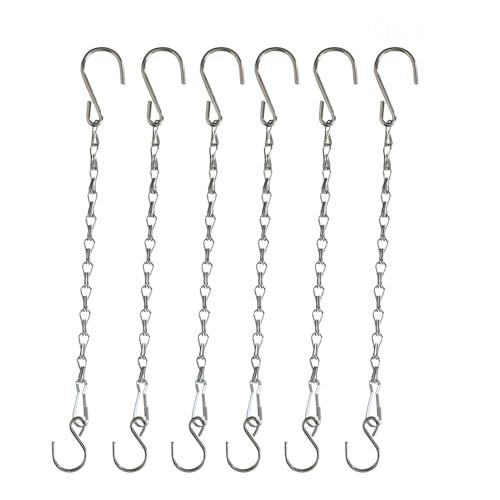 Sersberg Chain for Hanging Plants,11 Inch Silver Hanging Chain, Small Hanging Basket Chain Kits with Hooks for Bird Feeder Plant Extender Porch Wind Chime (Silver, 11 Inch-6PCS) - Image 1