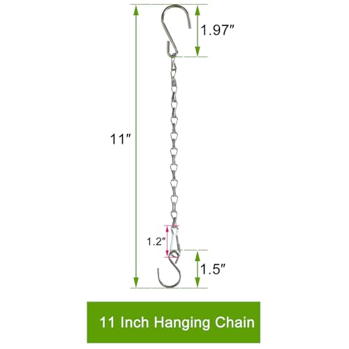Sersberg Chain for Hanging Plants,11 Inch Silver Hanging Chain, Small Hanging Basket Chain Kits with Hooks for Bird Feeder Plant Extender Porch Wind Chime (Silver, 11 Inch-6PCS) - Image 2