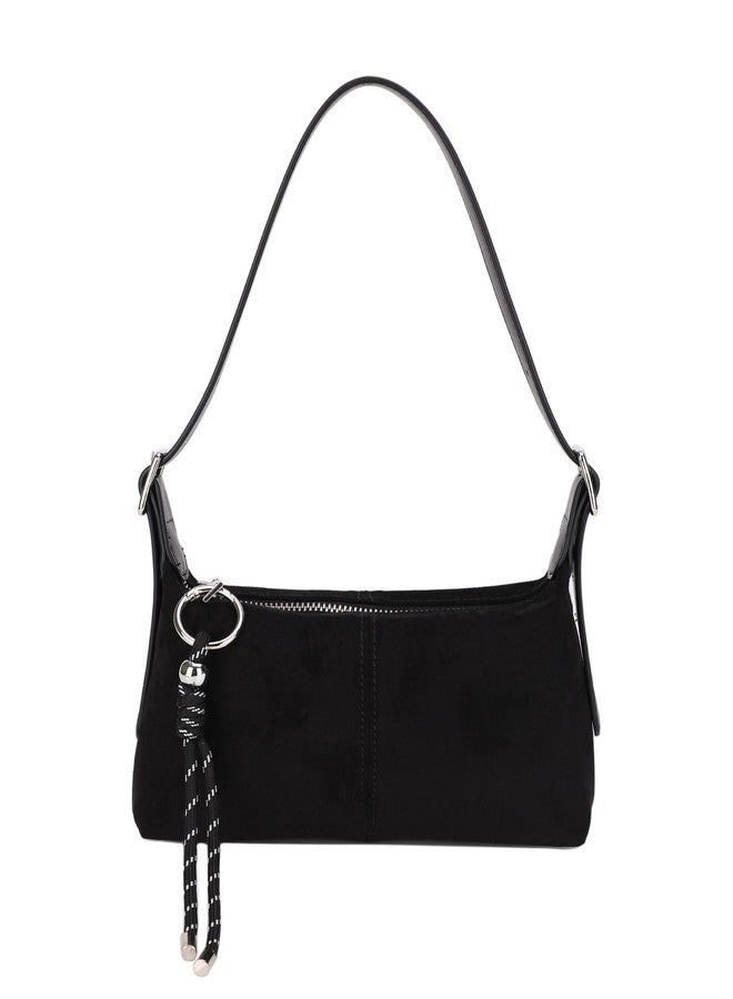 EVVE Premium Suede Vegan Leather Crossbody Purses for Women Small Shoulder Bag with Dual Adjustable Removeable Strap and Key Chain(Black) - Image 1