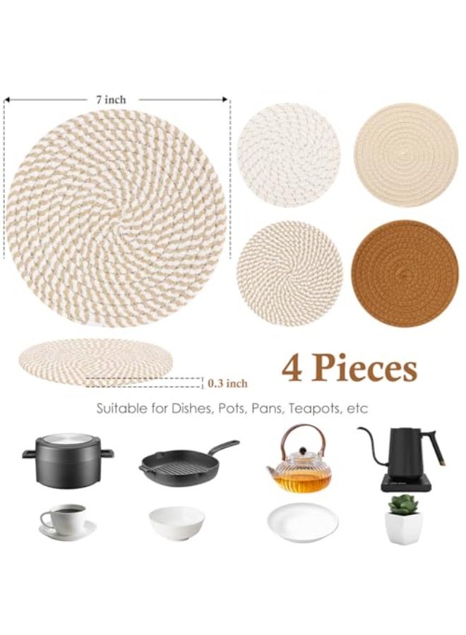 jaexest 17.8 cm Trivet for Hot Dishes, Hot Pots and Pans, 4 Heat-Resistant Hot Pads, Pot Holders for Kitchen Countertops, Table, Home Utensils for New Home and Farmhouse Decor (Brown) - Image 3