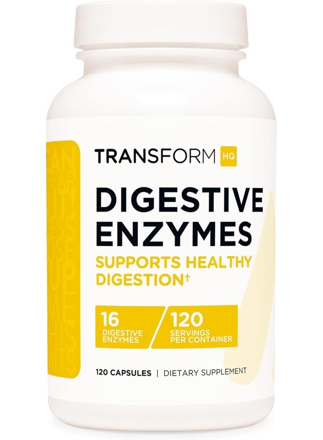 TransformHQ Digestive Enzymes Supplement (120 Capsules) - 16 Enzymes, Support Healthy Digestion - Image 1